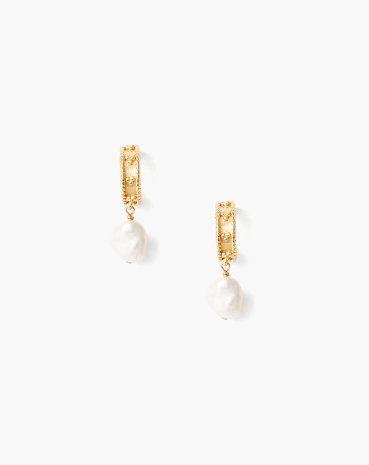 Chan Luu Huggie Hoop Earrings in Keshi Pearl - Dear Lucy