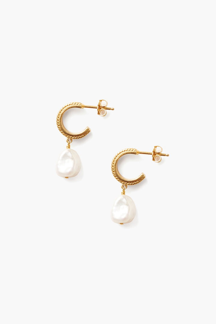 Chan Luu Huggie Hoop Earrings in Keshi Pearl - Dear Lucy
