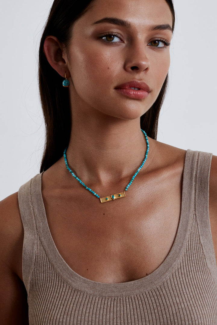 Chan Luu Bezel Wrapped Turquoise Marquise Necklace - Dear Lucy