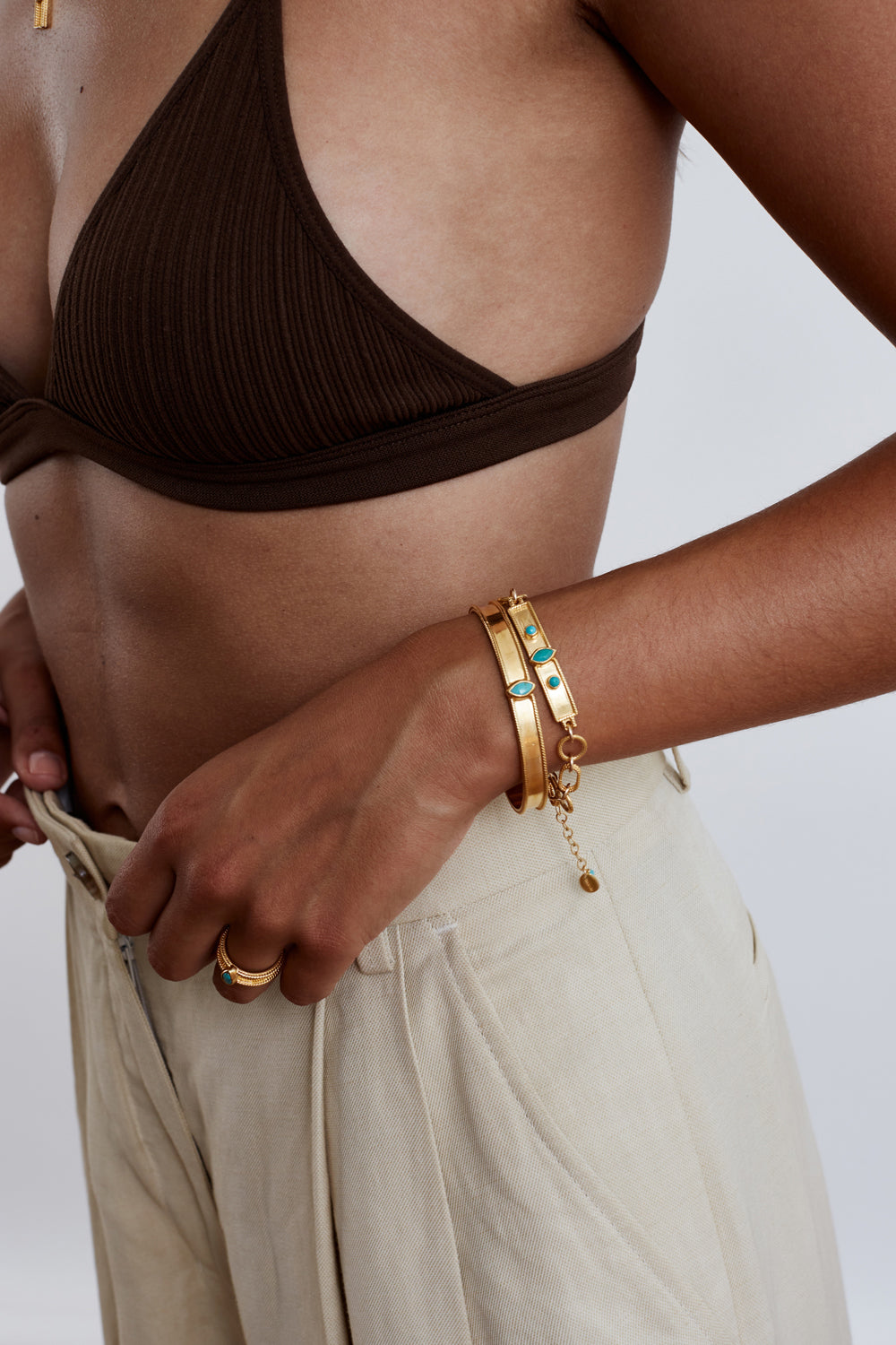 Chan Luu Bezel Wrapped Turquoise Marquise Bracelet - Dear Lucy