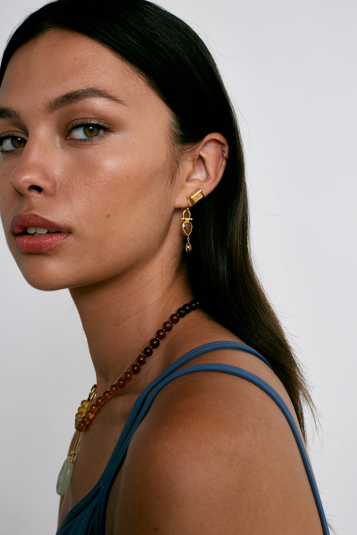 Chan Luu Bezel Wrapped Citrine Earrings in Gold - Dear Lucy