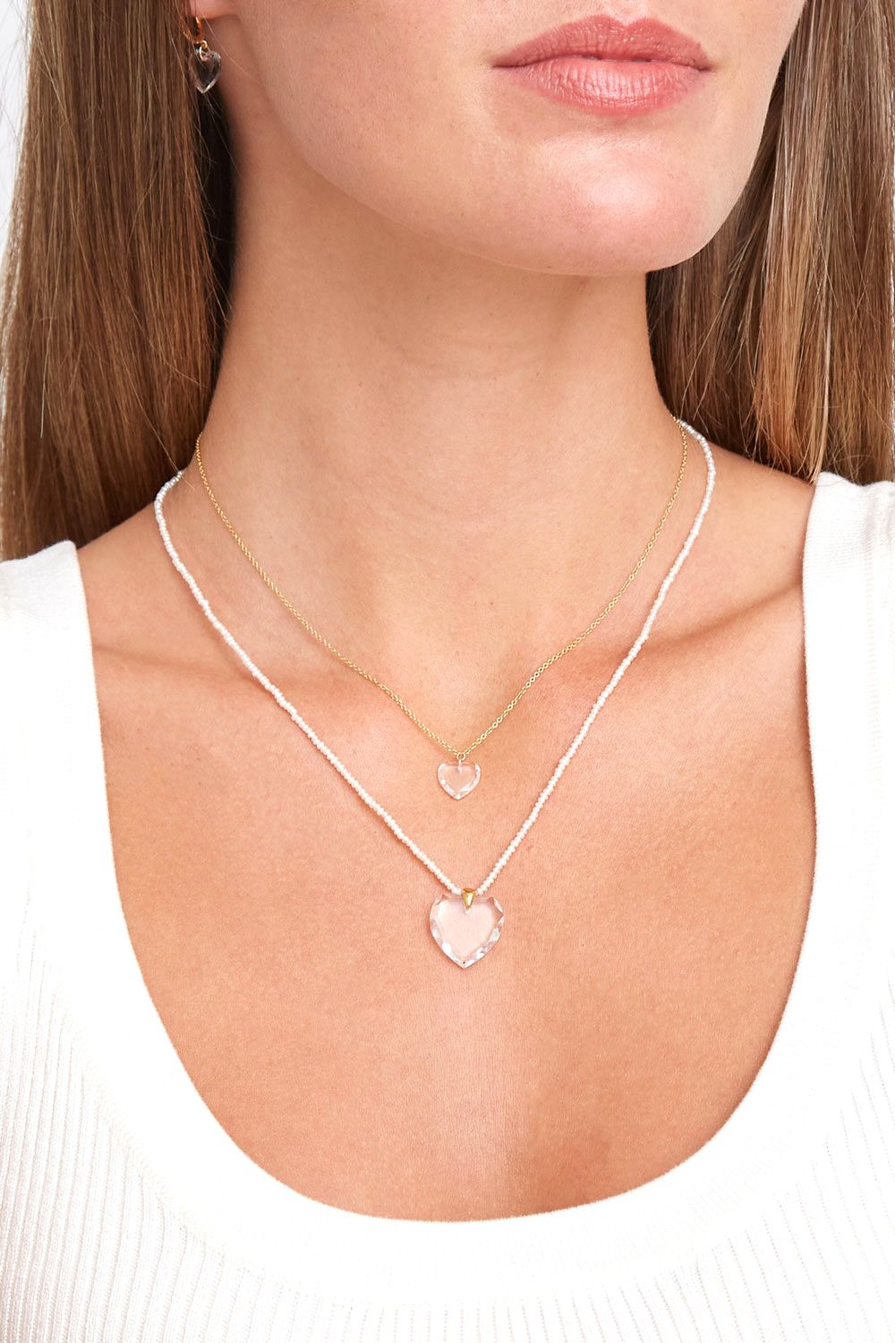 Chan Luu Crystal Heart Pearl Pendant Necklace - Dear Lucy