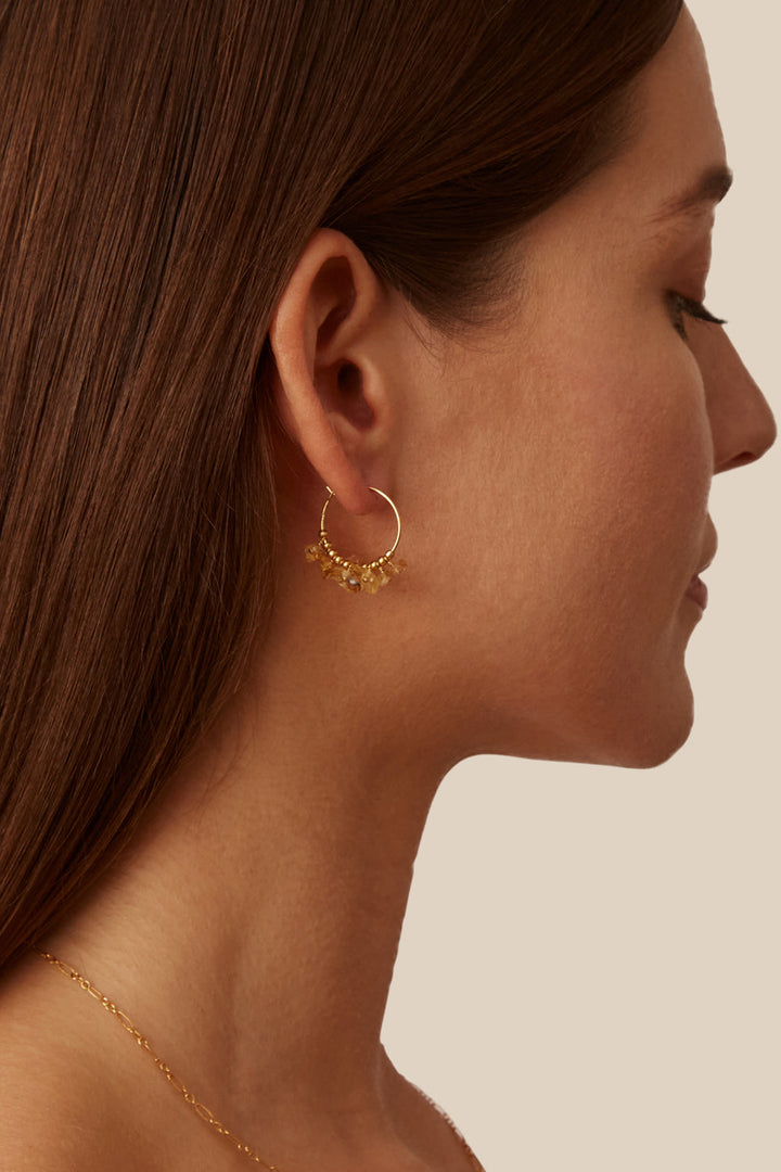 Chan Luu Citrine & Gold Heishi Hoops - Dear Lucy