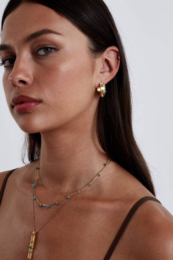 Chan Luu Bezel Wrapped Earrings in Turquoise - Dear Lucy