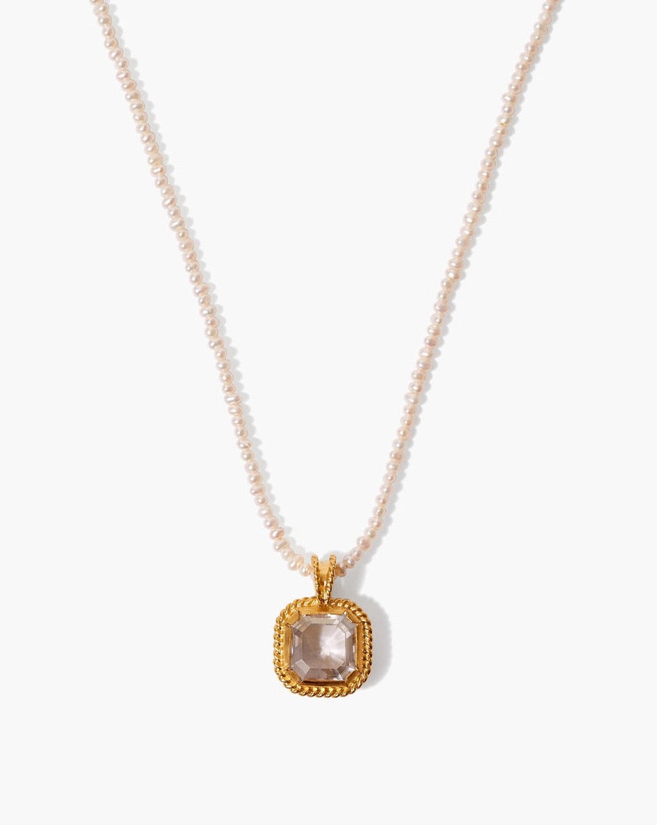 Chan Luu Bezel Wrapped Crystal & Pearl Necklace - Whim BTQ