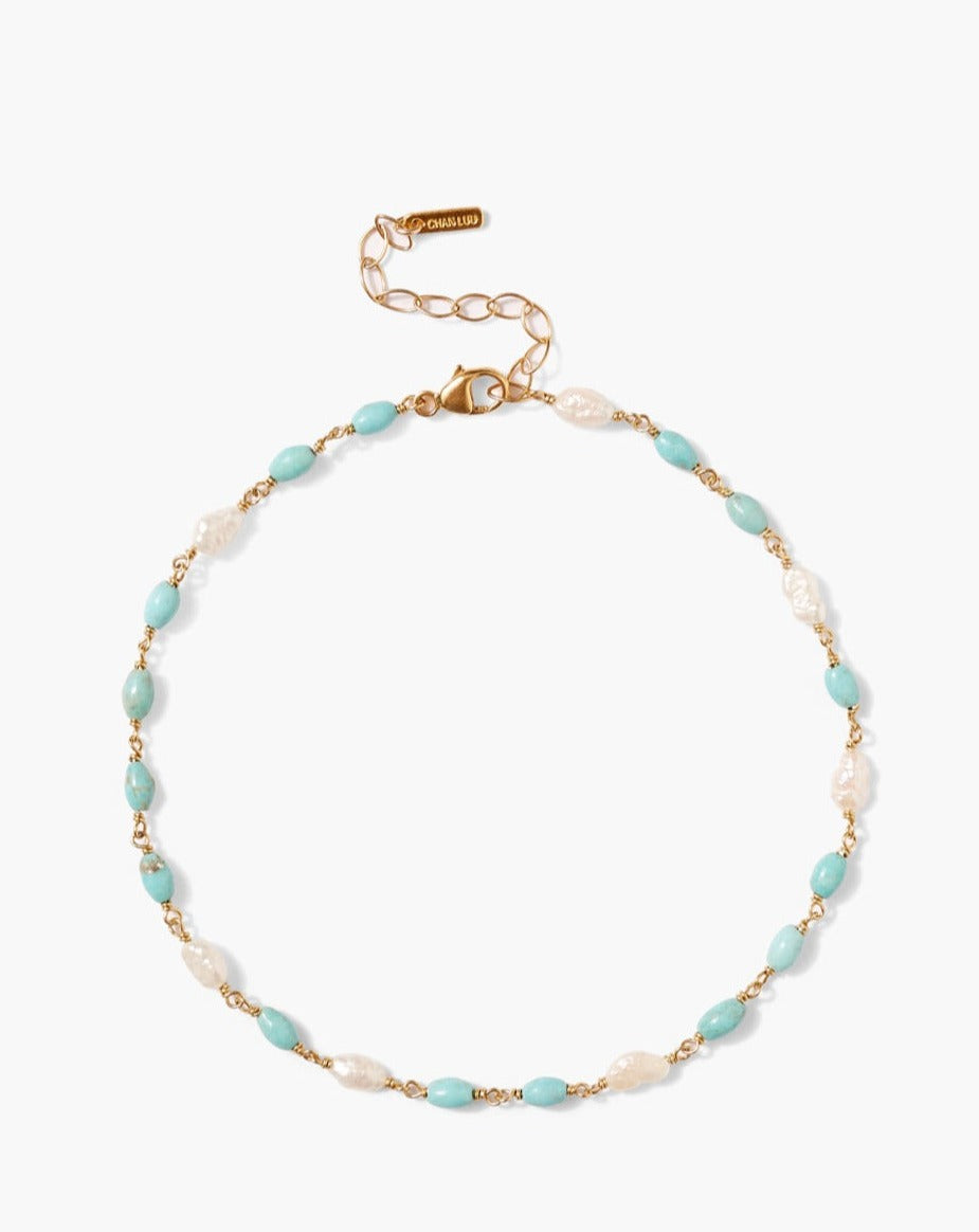 Chan Luu Turquoise and Riced Pearl Anklet - Dear Lucy